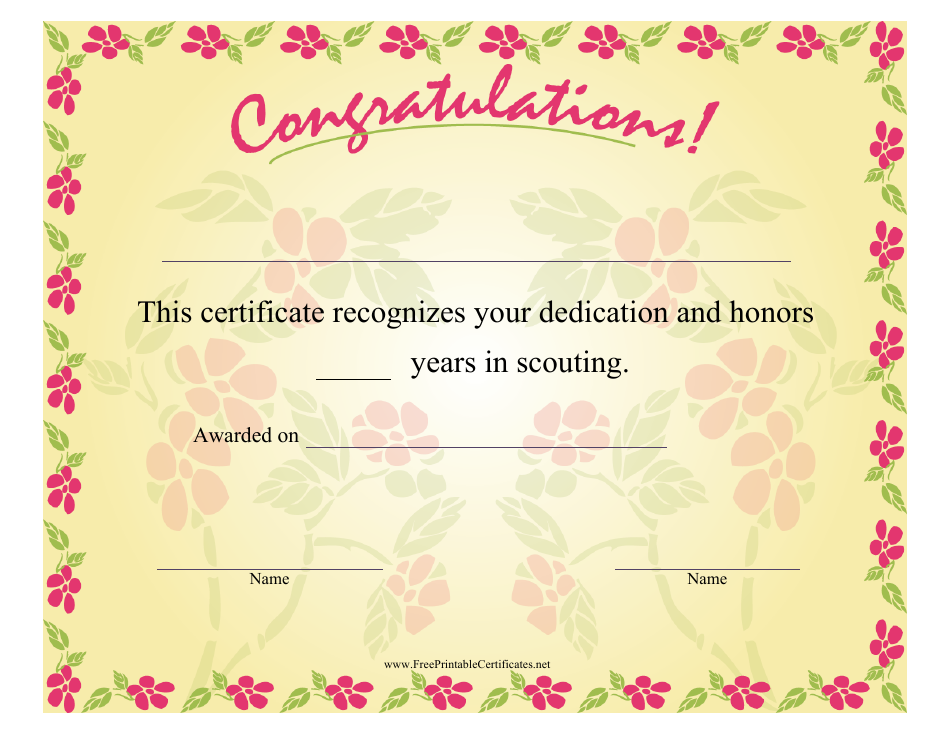 Scouting Congratulations Certificate Template - Varicolored Download ...