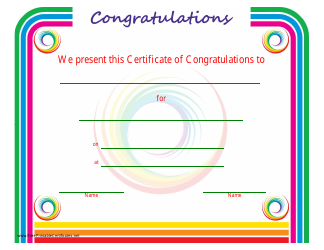 Document preview: Congratulations Certificate Template - Varicolored