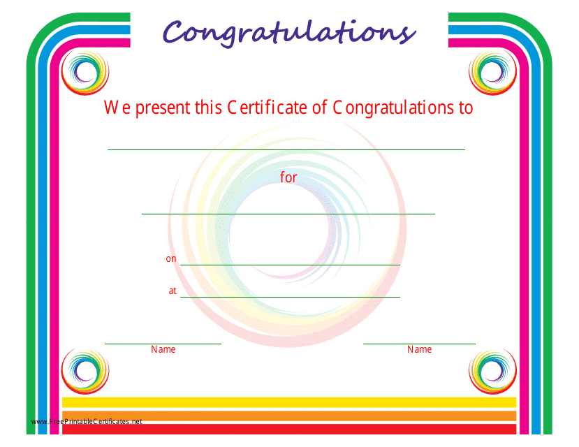 Congratulations Certificate Template - Varicolored