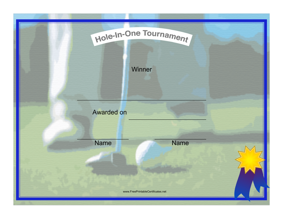 Golf Winner Certificate Template Image Preview