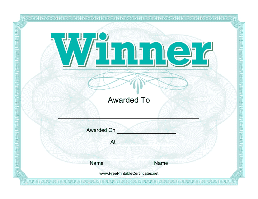 Winner Certificate Template - Azure