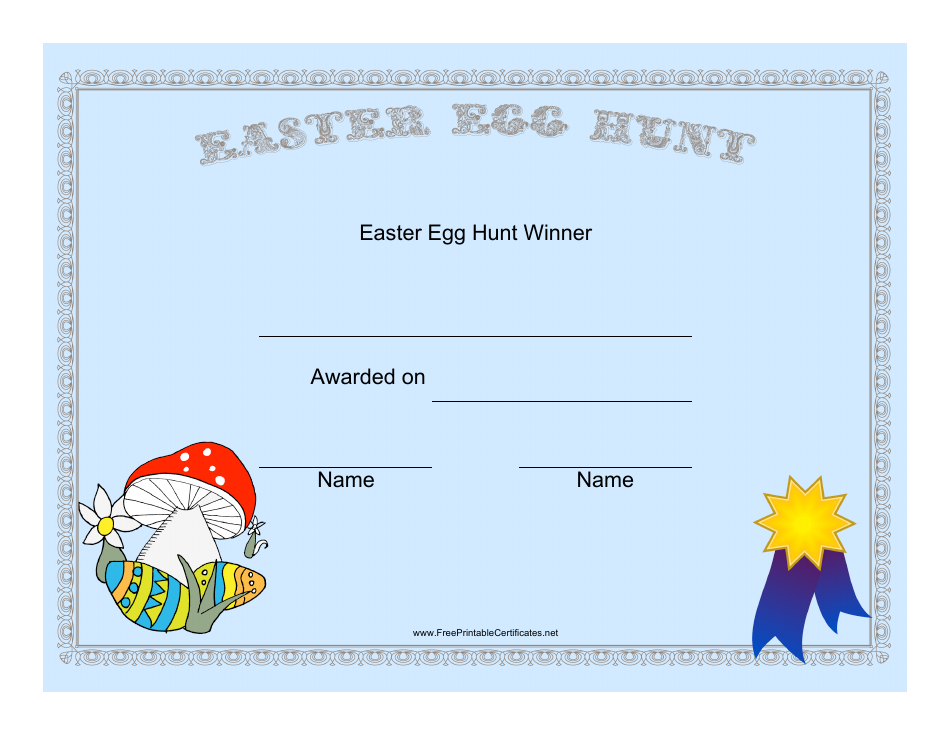 Easter Egg Hunt Winner Certificate Template