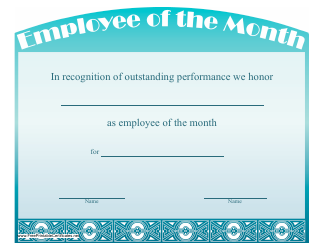 Document preview: Employee of the Month Certificate Template - Azure