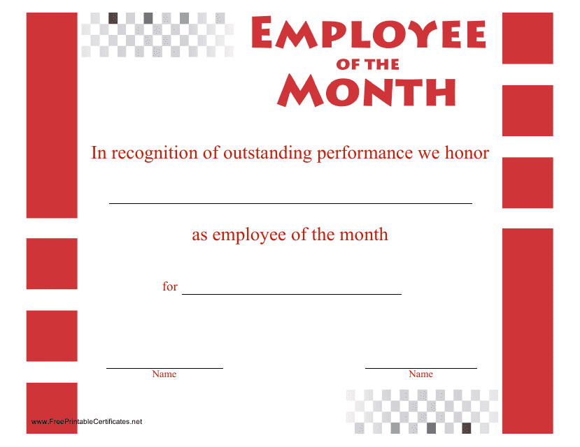 Employee of the Month Certificate Template - Red Download Pdf
