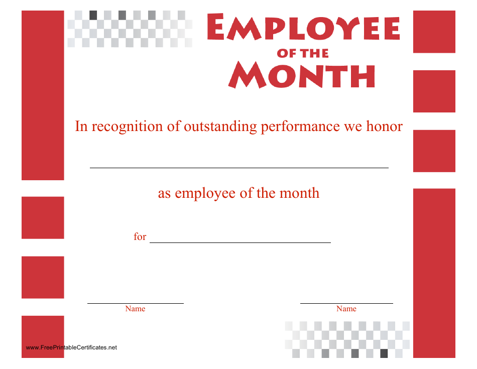 Employee of the Month Certificate Template - Red, Page 1