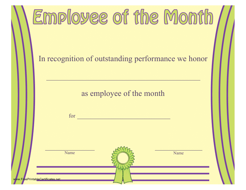 Employee of the Month Certificate Template Download Pdf