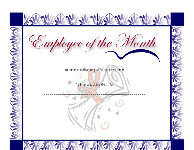 Employee of the Month Certificate Template - Dark Blue Download Pdf
