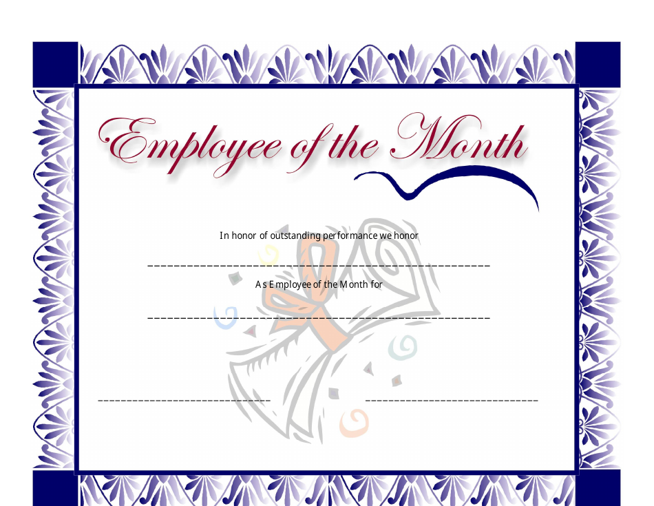 Free Printable Downloadable Employee Of The Month Certificate