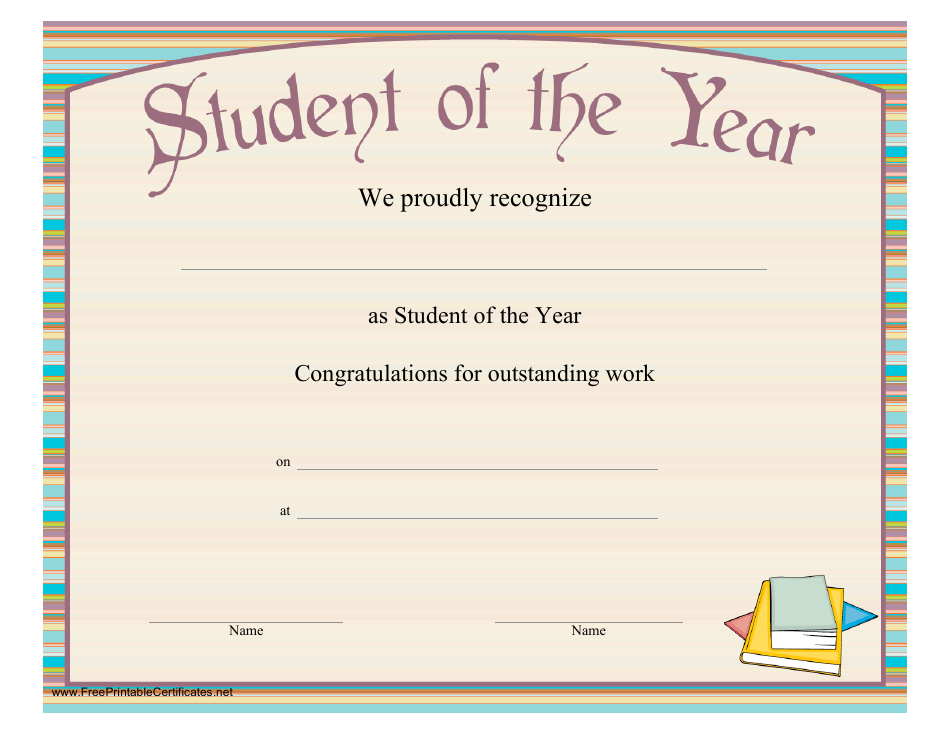 Student of the Year Certificate Template - Varicolored Download ...