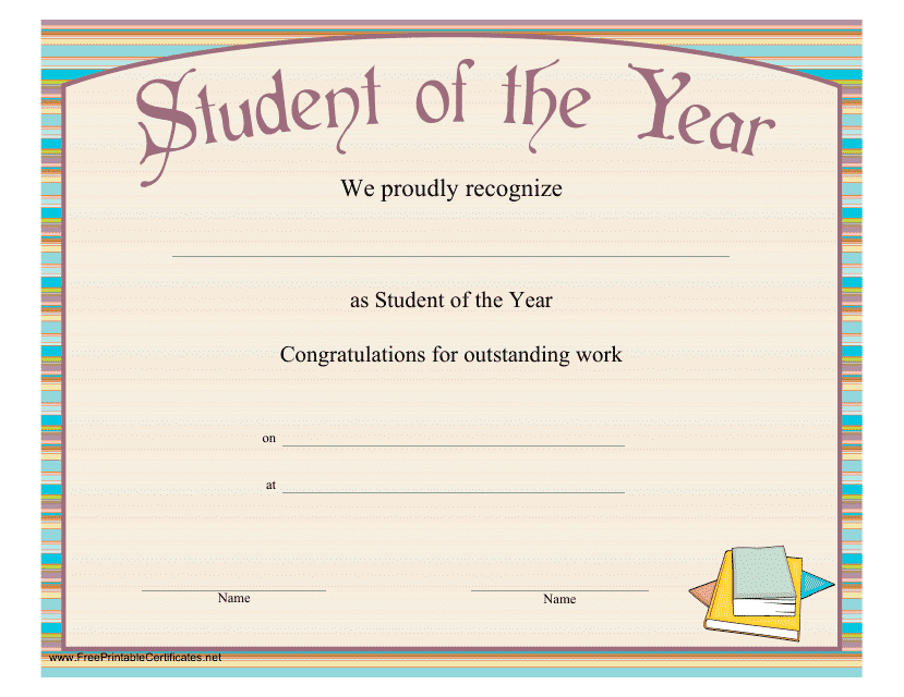 Student of the Year Certificate Template - Varicolored
