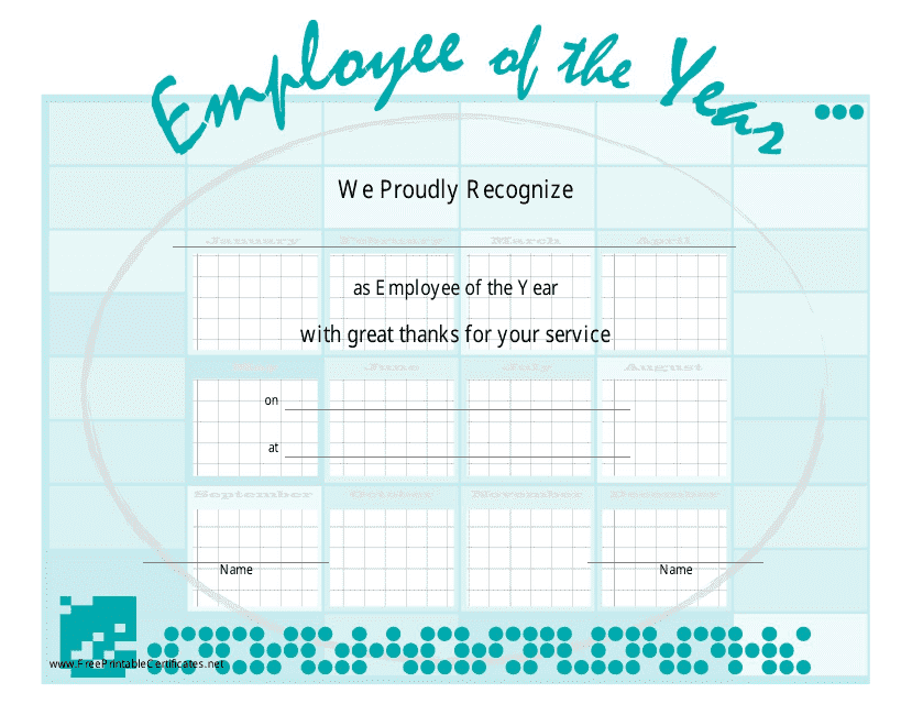 &quot;Employee of the Year Certificate Template&quot; Download Pdf