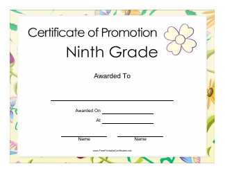 Document preview: Certificate of Promotion Template - Grade 9