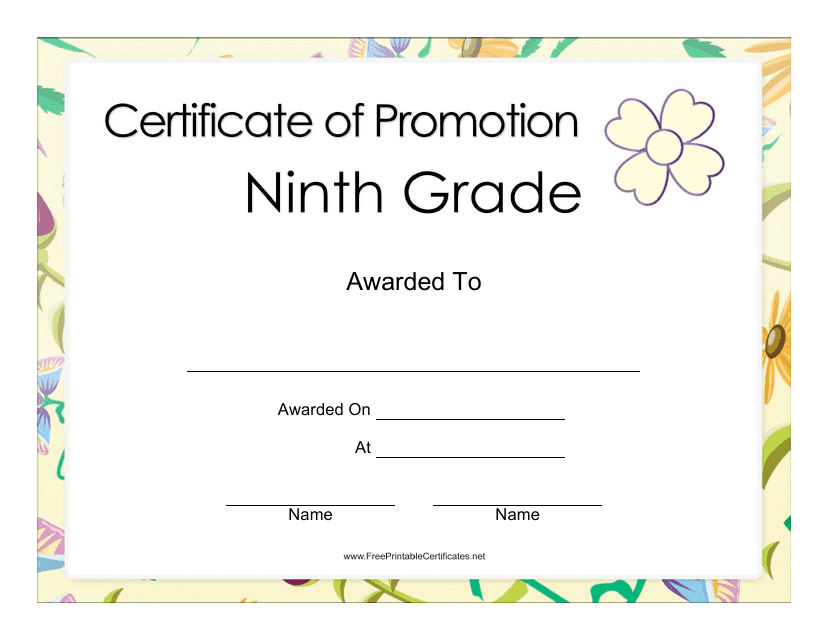 &quot;Certificate of Promotion Template - Grade 9&quot; Download Pdf