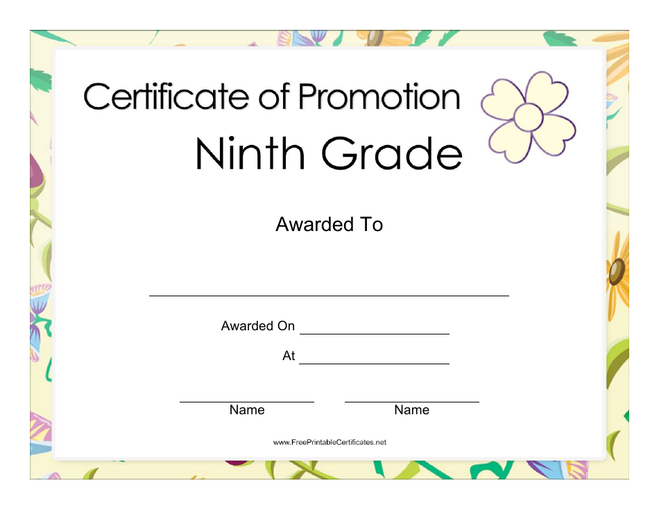 Certificate of Promotion Template - Grade 9