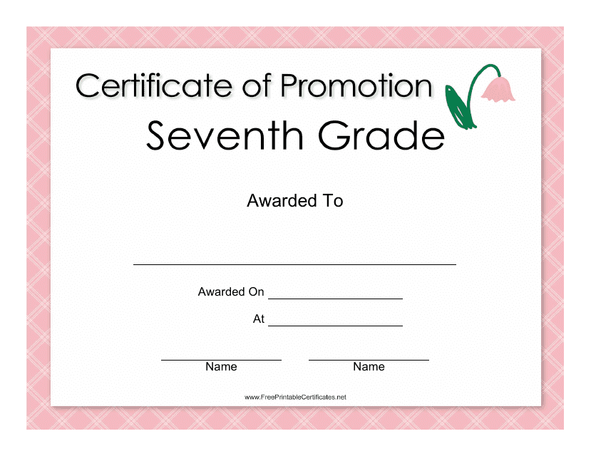 &quot;Seventh Grade Certificate of Promotion Template&quot; Download Pdf