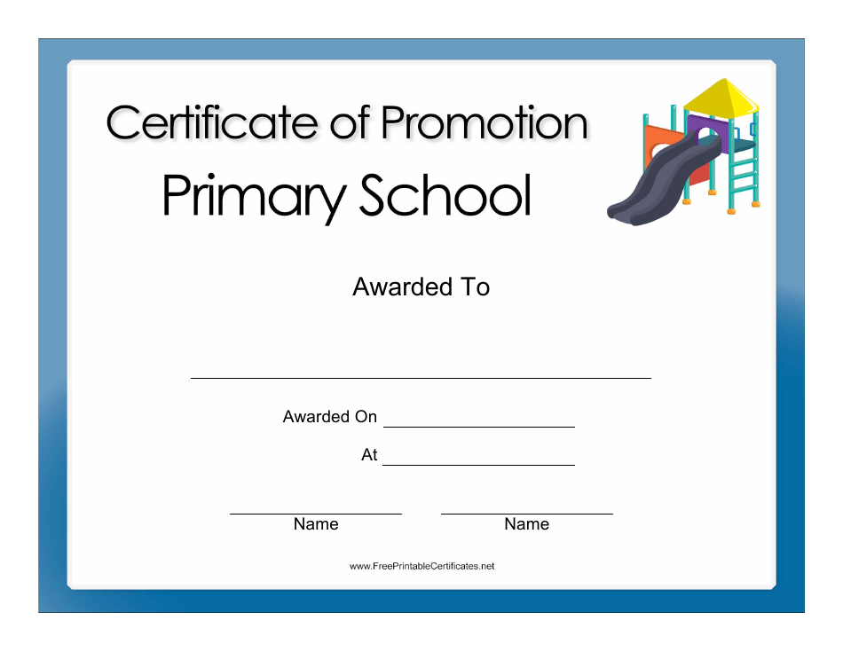 Primary School Promotion Certificate Template Preview