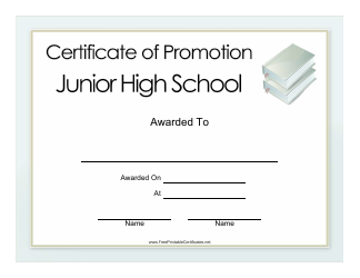 &quot;Certificate of Promotion Template - Junior High School&quot;