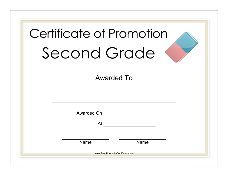 Second Grade Promotion Certificate - Template Preview