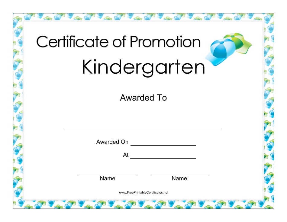 Kindergarten Promotion Certificate Template preview image