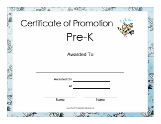Document preview: Pre-k Promotion Certificate Template
