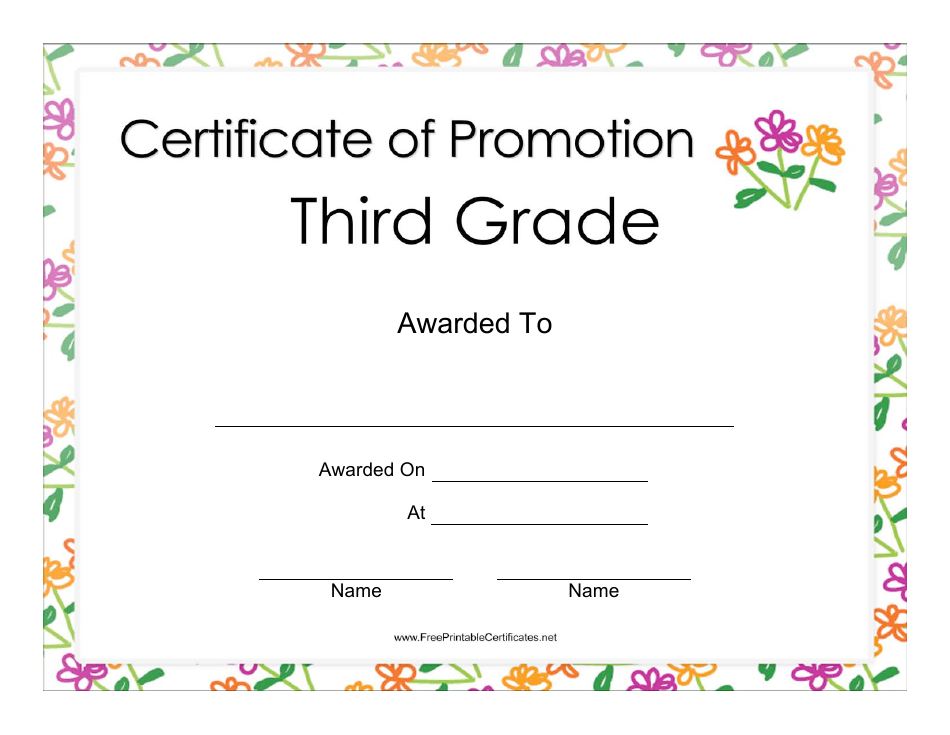 Third Grade Certificate of Promotion Template, Page 1