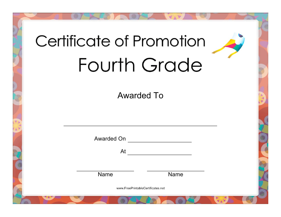 Fourth grade certificate of promotion template