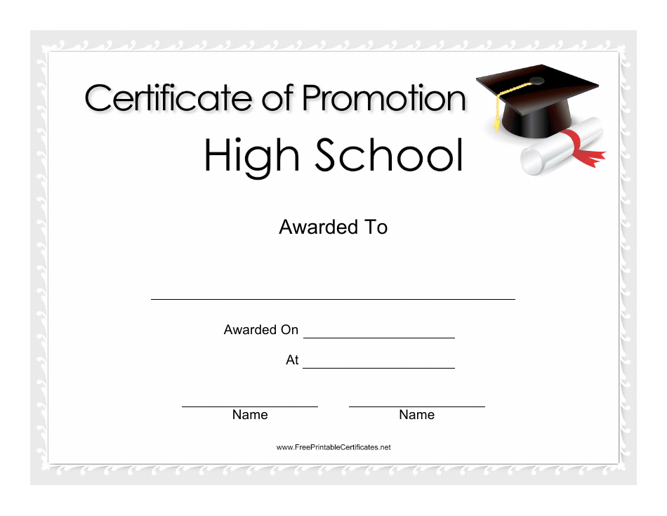 High School Promotion Certificate Template Preview
