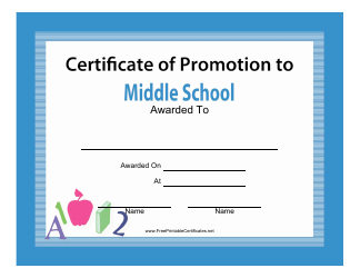 Document preview: Middle School Certificate of Promotion Template