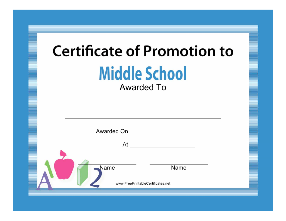 Middle School Certificate of Promotion Template