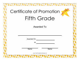 &quot;Fifth Grade Certificate of Promotion Template&quot;