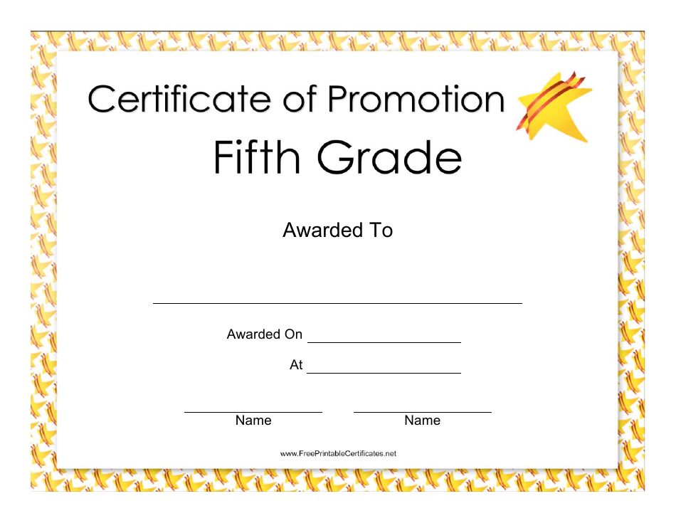 Fifth Grade Certificate of Promotion Template Image Preview