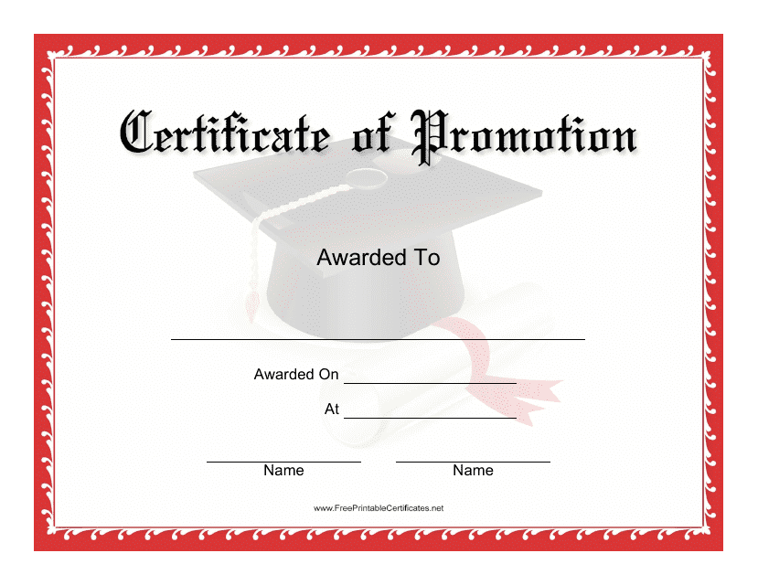 &quot;Certificate of Promotion Template&quot; Download Pdf
