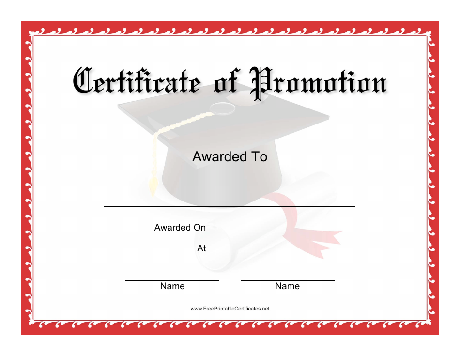 Certificate of Promotion Template Download Printable PDF | Templateroller