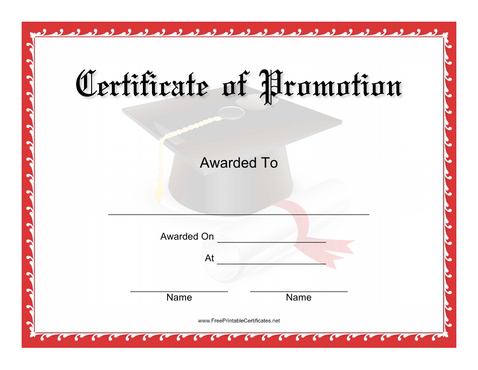 Certificate of Promotion Template - An elegantly designed certificate template