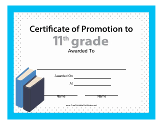 &quot;11th Grade Certificate of Promotion Template&quot;