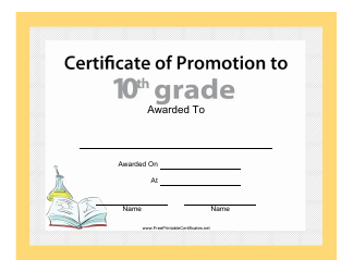 &quot;Tenth Grade Promotion Certificate Template&quot;