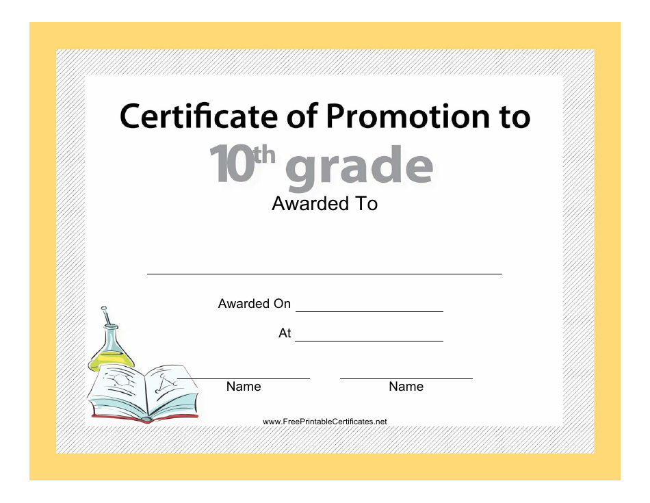 Tenth Grade Promotion Certificate Template Preview