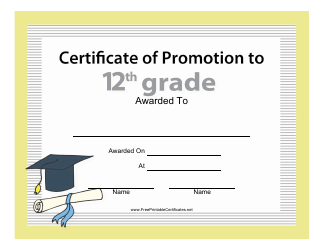 &quot;12th Certificate of Promotion Template&quot;