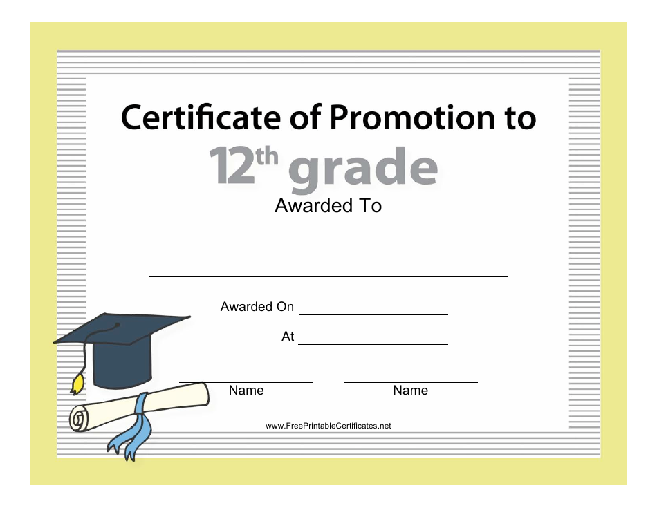 Preview of 12th Certificate of Promotion template