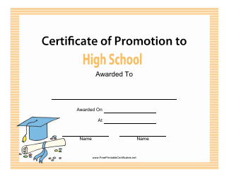 &quot;High School Certificate of Promotion Template&quot;