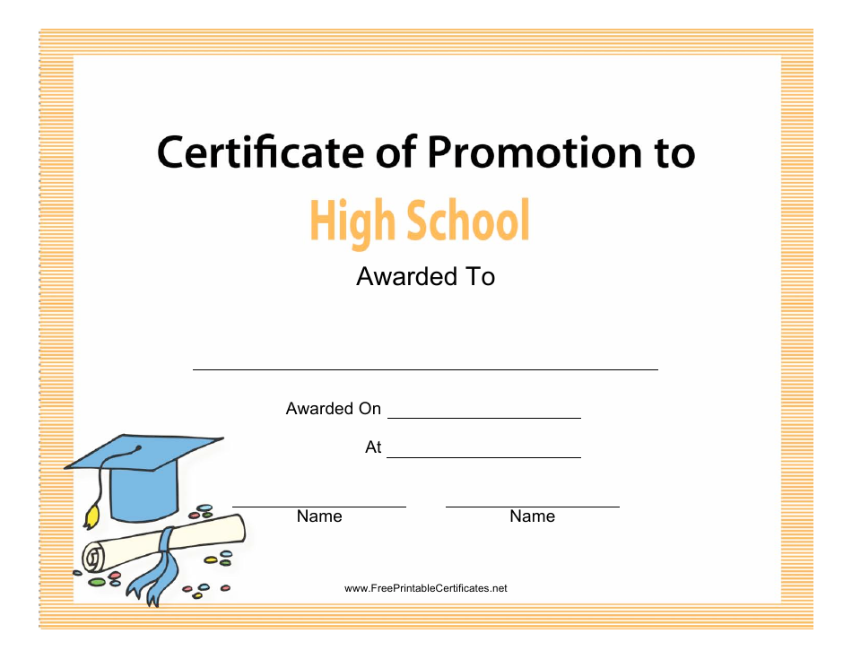 High School Certificate of Promotion Template Image