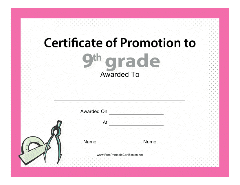 &quot;9th Grade Certificate of Promotion Template&quot; Download Pdf