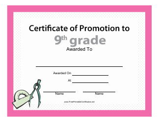 &quot;9th Grade Certificate of Promotion Template&quot;
