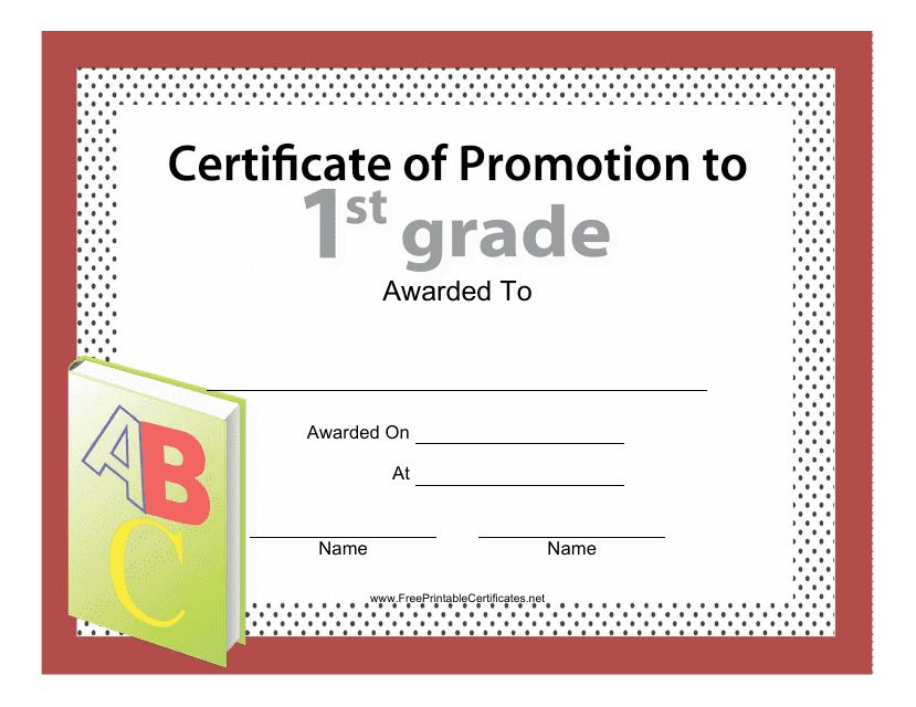 &quot;1st Grade Certificate of Promotion Template&quot; Download Pdf
