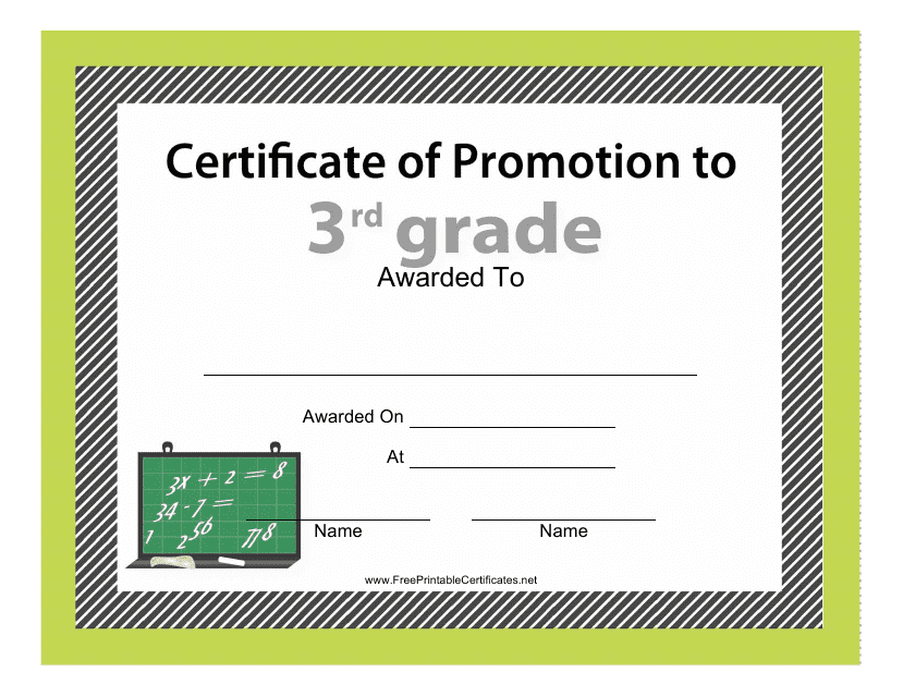 &quot;3st Grade Certificate of Promotion Template&quot; Download Pdf