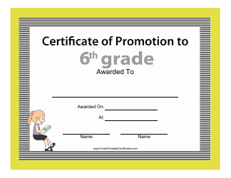 &quot;6th Grade Certificate of Promotion Template&quot;