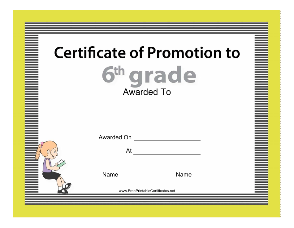 6th Grade Certificate of Promotion Template Preview