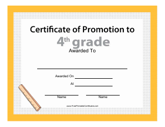 &quot;Fourth Grade Promotion Certificate Template&quot;