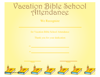 &quot;Bible School Attendance Certificate Template&quot;