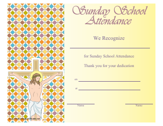 Document preview: Sunday School Attendance Certificate Template